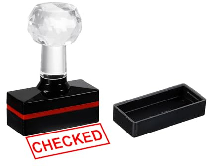 PATIKIL Geprüft Stempel Selbstfärbend, Rote Tinte Bürostempel Nachfüllbarer Geschäftsstempel, Schwarz