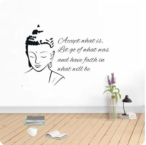 Wandtattoo Buddha Wandaufkleber Wohnkultur Wohnzimmer Schlafzimmer Wandtattoo Wandbilder, Schwarz, 80x57cm