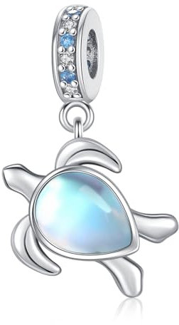 Charm Schildkröte 925 Sterling Silber Charms Moments Pandora Mondstein Meerestiere Beads Meeresschildkröte Passend für Armband Anhänger für Frauen Damen