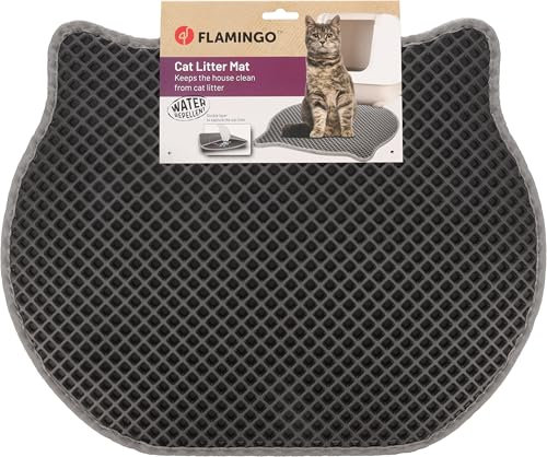 Flamingo Matz Katzenklo-Matte - Grau, 50 x 40 x 1,3 cm, rutschfest und Langlebig, Ideal für Maine Coon, Britisch Kurzhaar, Ragdoll, Norwegische Waldkatze usw.
