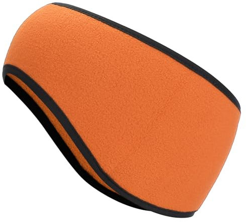 PATIKIL Ear Warmer Headband, Polar Fleece Ear Warmer Winter Stretchy Running Sweatband Outdoor Essential for Cold Weather Running Jogging Walking Skiing Cycling, Orange