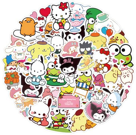 100Pcs Anime Stickers, MyMelody&Kuromi Cute Stickers Pack Waterproof Aesthetic Vinyl Skateboard Stickers for Teens Girls Kids