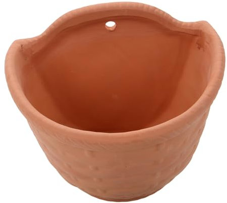 BAZEITFLOW Wandhängender Keramik Blumentopf Hängepflanzgefäß Balkondekoration Pflanztopf Aus Töpferton Mit Abflussloch Für Garten Und Indoor