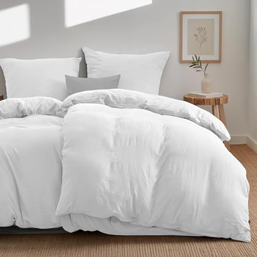 Dreamzie Bettwäsche-Set 135x200 aus Baumwoll-Perkal – Weiß – Bettbezug 135x200 und 2X Kissenbezug 80x80 cm – Oeko-Tex Zertifiziert