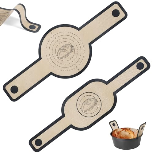 Silikon Backmatte für Dutch Oven, 2 Stück Silikon Backmatte Brot, Wiederverwendbare Backunterlage Dauerbackmatte Brot Leicht Zu Reinigen für Brottopf Teigmatte