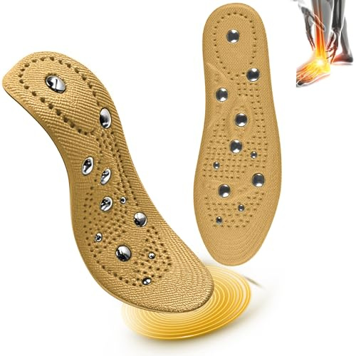 SGQTGIMU Magnetische Einlegesohlen zum Abnehmen 29cm Akupressur Einlegesohlen, 1 Paar Magnet Einlegesohlen original für Männer Und Frauen (41-46)-Gelb