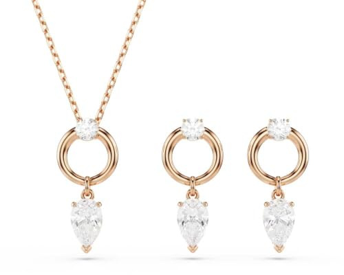 Swarovski Mesmera-Set, Birnengröße, Rundgröße, Weiß, Roségold-Ton