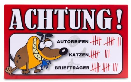 power gift - Auffallendes Warnschild. Schild mit lustigen Text und Hunde Abbildung. Tor, Tür und Gartenschild. Warnzeichen. Sicherheitsschild. Tafel. Tierwarnschild. (BRIEFTRÄGER/AUTOREIFEN...)