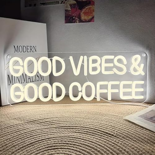 Good Vibes & Good Coffee LED-Neonschild, Kaffeebar, Geschäft, Café, Getränk, Neonlicht, Restaurant, Willkommensschild, offenes Schild, Dekoration, Heimwanddekoration