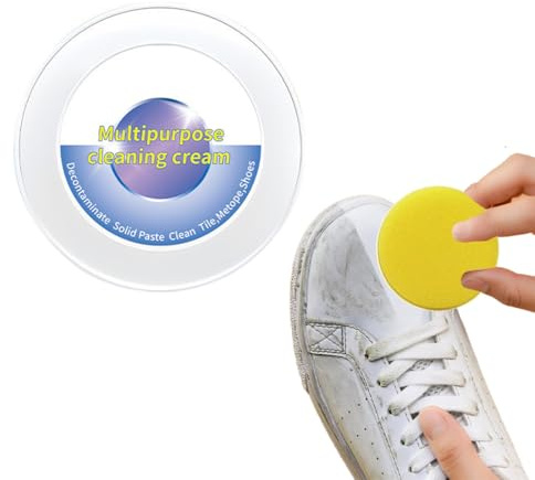 Teegxddy nettoyant chaussure Crème Nettoyante Multifonctionnelle pour Chaussures Blanches Nettoyant Chaussure Blanche pour Baskets avec Éponge, Pâte de Nettoyage pour Toutes les Surfaces