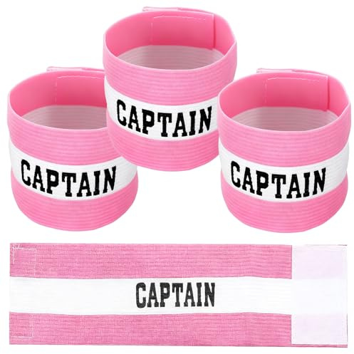 ACKKOR 3 Stück Kapitänsbinden, verstellbare Fußball Armbinden für Kinder und Erwachsene, Fußball-, Rugby- und Basketball-Accessoires, Junior Jungen Mädchen (Pink)