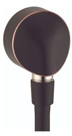 hansgrohe FixFit Handheld Shower Wall Outlet 1/2-inch Thread Connection Round Modern Flush Mount in Rubbed Bronze, 27458923
