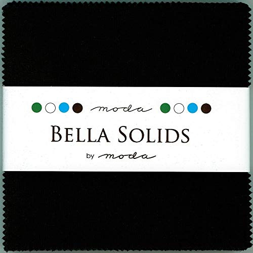 Moda BELLA SOLIDS BLACK 13cm Charm Pack Fabric Quilting Squares 9900PP-99