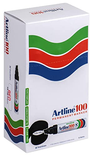 Artline 100 7.5-12mm Giant Chisel Tip Permanent Marker - Red [Pack of 6]