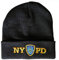 NYPD Wintermütze, Polizei-Abzeichen, New York Police Department, Schwarz & Gold, Einheitsgröße