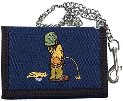 2Stoned Geldbörse Unisex in Navy Blau mit Kette und Karabiner, Stickmotiv Pi-Boy, aus Polyester