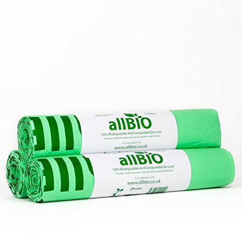 allBIO 240L Compostable Kerbside Bin Bags/Garden Sacks – Pack of 30