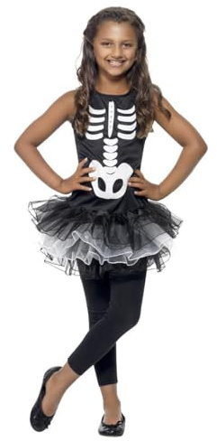 Smiffys Skeleton Tutu Costume, Black with Printed Tutu Dress, Halloween Child Fancy Dress, Skeleton Dress Up Costumes