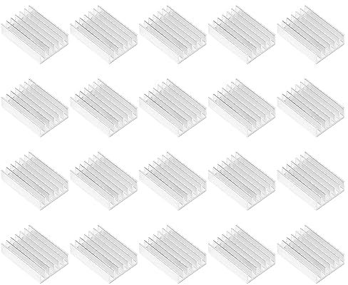 sourcing map 20pcs Kühlkörper Kit 20mm Aluminium Kühlkörper Kühlrippen Kühler Kühlkörper für Spannungswandler IC 3D Drucker Led Licht Geräte