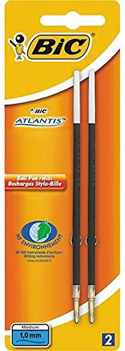 BIC 3 Stück je 2 Nachfüller pte Moy. 1 mm blau für Kugelschreiber Atlantis Classic NF
