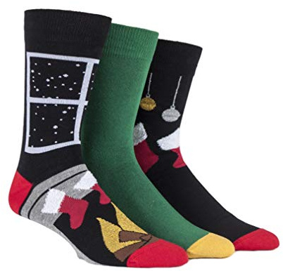 SockShop Mens 3 Pair Just For Fun Stockings and Fire Place Christmas Design Novelty Socks