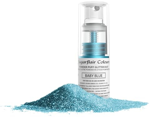 Sugarflair Baby Blue Edible Glitter Dust Spray (Non-Aerosol) - Add a Shimmering Lustre Sparkle to Cakes, Cupcakes, Chocolate, Baking, Desserts, Ice Cream, Drinks, Cocktails and more - 10g
