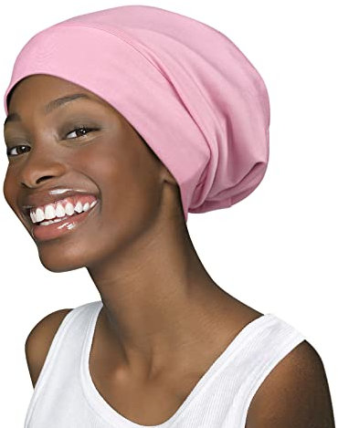 Satin Lined Slap Sleep Cap Headwear Slouchy Gifts for Frizzy Women Pink