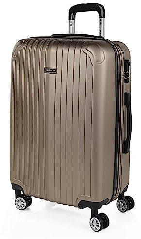 ITACA - Maleta Mediana con 4 Ruedas Giratorias para Viajes Largos Tipo Trolley Ideal como Maletas de Viaje Grandes 23 Kilos y Maleta Viaje Mediana Resistentes, Champagne