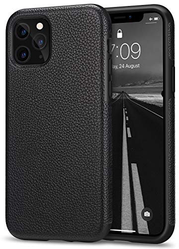 Tasikar Kompatibel mit iPhone 11 Pro Max Hülle Leder Schutzhülle und TPU Hybrid Handyhülle (Schwarz)