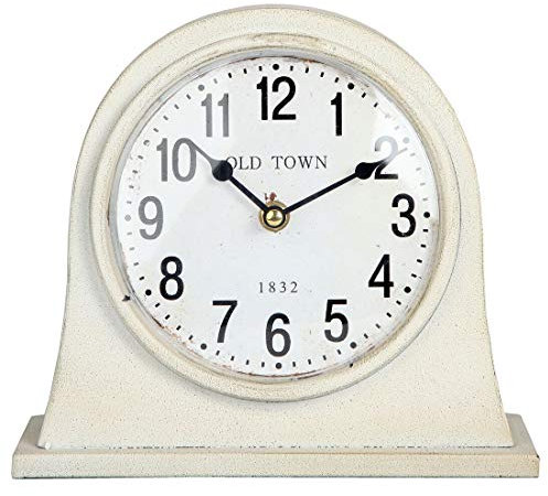 Lily's Home Orologio da tavolo di ispirazione vintage, alimentato a batteria, con movimento al quarzo, adatto per decorazioni vittoriane o antiche. Avorio