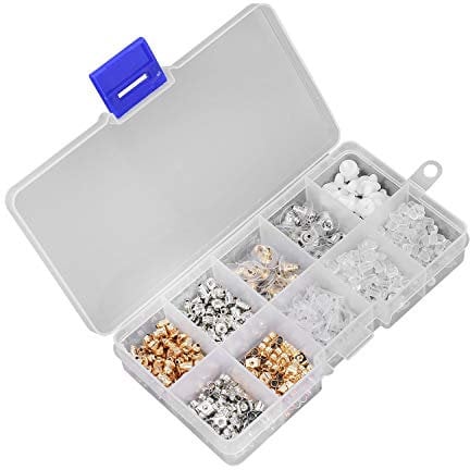 Ohrring-Verschlüsse 10 Stile Metall Gummi Kunststoff Sichere Ohrring Rücken Stopper Kugel Schmetterlinge Runde Form Ohrstopper für Zubehör Ohrringe Set, 460 Stücke