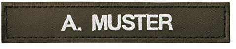 PACOTEX Namensschild bestickt mit eigenem Namen personalisiert Stickschild in vielen Größen und Farben mit Klett (100x20mm, nato oliv)