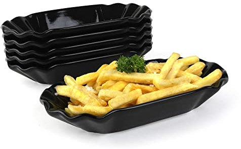 Bol à frites en porcelaine, 20 cm, aspect carton, noir
