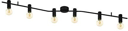 EGLO Deckenlampe Passa Rella, 6 flammige Deckenleuchte Vintage, Industrial, Wohnzimmerlampe aus Stahl in Schwarz, Küchenlampe, Flurlampe Decke mit E27 Fassung