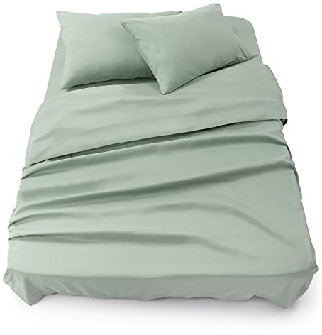 Blumtal Completo lenzuola matrimoniali 3pz - completo letto matrimoniale certificato OEKO-TEX - lenzuolo con angoli 180x200x30cm + lenzuolo 280x275cm + federa cuscino 50x80cm in microfibra - in verde