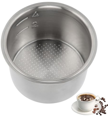 Cesta de filtro para cafetera espresso Taza, 4 tazas Cesta de portafiltro de café de acero inoxidable Filtro poroso no presurizado de pared simple de 51 mm