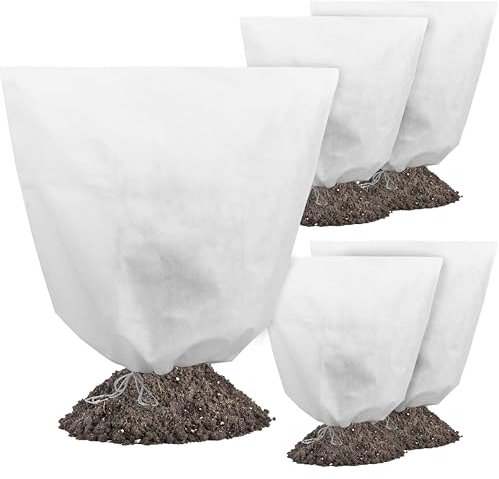 Gardzen 5er-Pack Pflanzenabdeckungen Frostschutz Kordelzug Baumabdeckung Winter Frostschutz Baumjacke Frostdecke für Outdoor-Pflanzen 56,9 x 61 cm