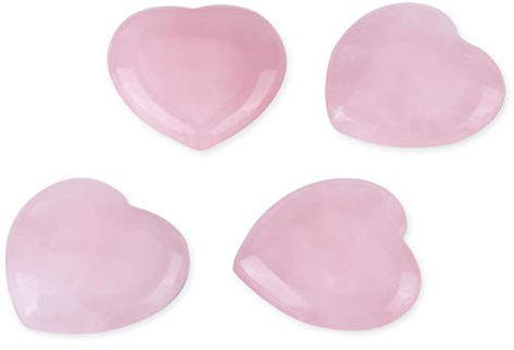 4 Piezas de Cuarzo Rosa Tallado en Forma de corazón de Cristal Piedra curativa semipreciosa decoración de Piedras Preciosas Rosa