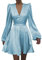 Mode DéContractéE pour Femmes à Col en V, Impression De Couleur Unie, Manches De Lanterne, Taille Mince, Robe Courte à Simple Boutonnage pour Femmes