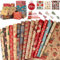 OEMG Weihnachten Geschenkpapier set, 15 Blatt Recycling Kraft Weihnachtspapier 70x50CM mit Packseil Aufkleber und Geschenkbänder Gesamt 61 STK, Papier für Kinder Geburtstag (15 PCS * 70X50CM)