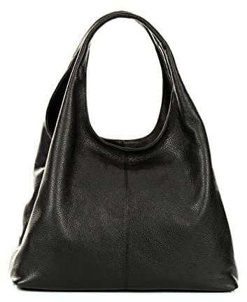 Pelletterie Borghese | Ledertasche für Damen | Schwarz | Umhängetasche | Echtes Leder | Made in Italy | SAMONA