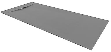 i-flair SMC POLAR Duschwanne 180x80 cm, extra flache und robuste Duschtasse 26MM aus langlebigem SMC mit ANTI-Rutsch-Oberfläche In Schieferoptik/Steinoptik inkl. Ablaufgarnitur mit SMC Deckel - Grau