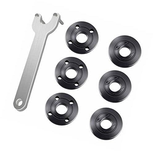 Grinder Angle Spanner Wrench Flange Nut, 4.5 Inch 5 Inch 5/8-11, 1PC Angle Grinder Flange Wrench and 6PCS Flange Nuts