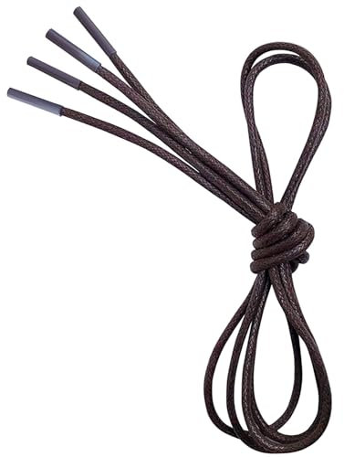 VSUDO 90 cm Cordones Redondos Encerados Marrón de Zapatos de Vestir, ø2.5mm Oxford Cordones Marrón para Brogue y Derby, Business Cordones de Zapatos para Mujer o Hombre (1 Par-Marrón-090cm)