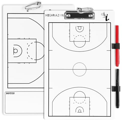 HIGHRAZON Basketball-Trainer-Klemmbrett, weiß, doppelseitig, trocken abwischbar, Basketball-Whiteboard für Trainer
