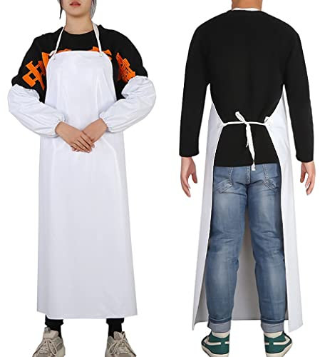 Waterproof Apron Waterproof PVC Apron With Sleeves, Work Apron With Adjustable Shoulder Straps, Wear-resistant And Oil-resistant Butchery Bib (Size : 120x90cm)