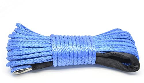 ihreesy Windenseil 12-adrig, 6mm x 15m Synthetisches Windenseil mit Mantel Synthetisches Windenseilseil Auto-Abschleppseil für SUV, ATV UTV Geländewagen LKW Boot,Blau