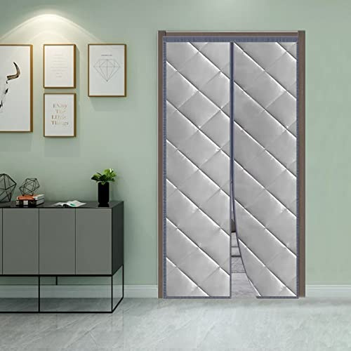 ZAAHII Rideau de Porte Isolant Thermique ,Rideau de Porte Épaississant d'hiver en Coton Magnétique,Cuir PU,Vent Imperméable Isolation Phonique ,pour Couloirs,Portes(Gris,95 W * 210 H