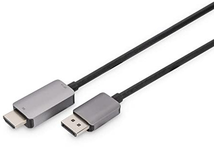 DIGITUS Cable adaptador Displayport a HDMI - HDMI 2.1 - Displayport 1.4-8K/60Hz - Plug&Play - 1m - Compatible con monitor, tarjeta gráfica para juegos - negro