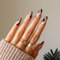 24pcs Short Oval False Nails Press on Nails Stick on Nails Removable Glue-on Nails Fake Nails Full Cover Nails Women Girls Nail Art Accessories (Enamel Style)